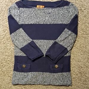 Tory Burch Navy and Gray Women's Sweater